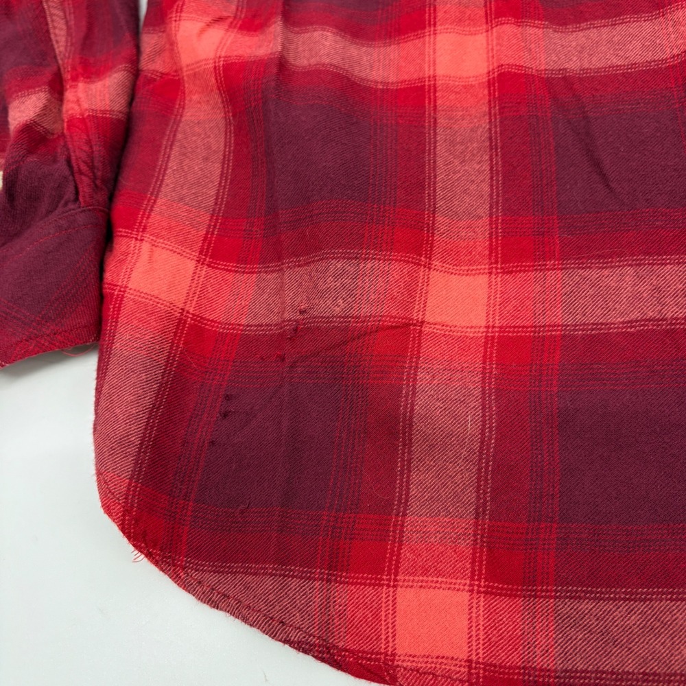 Gap + Pendleton Boyfriend Plaid Slouchy Flannel Shirt Red Pink Large - Picture 9 of 12
